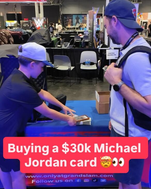 We traded up for this Michael Jordan rookie card… and this one is 🔥🐐 What do you think this will grade at PSA? 🤔 #spo…